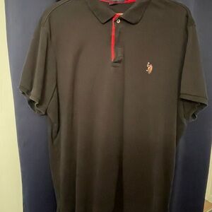 U.S. Polo Assn. Black Polo Shirt with Red Accents